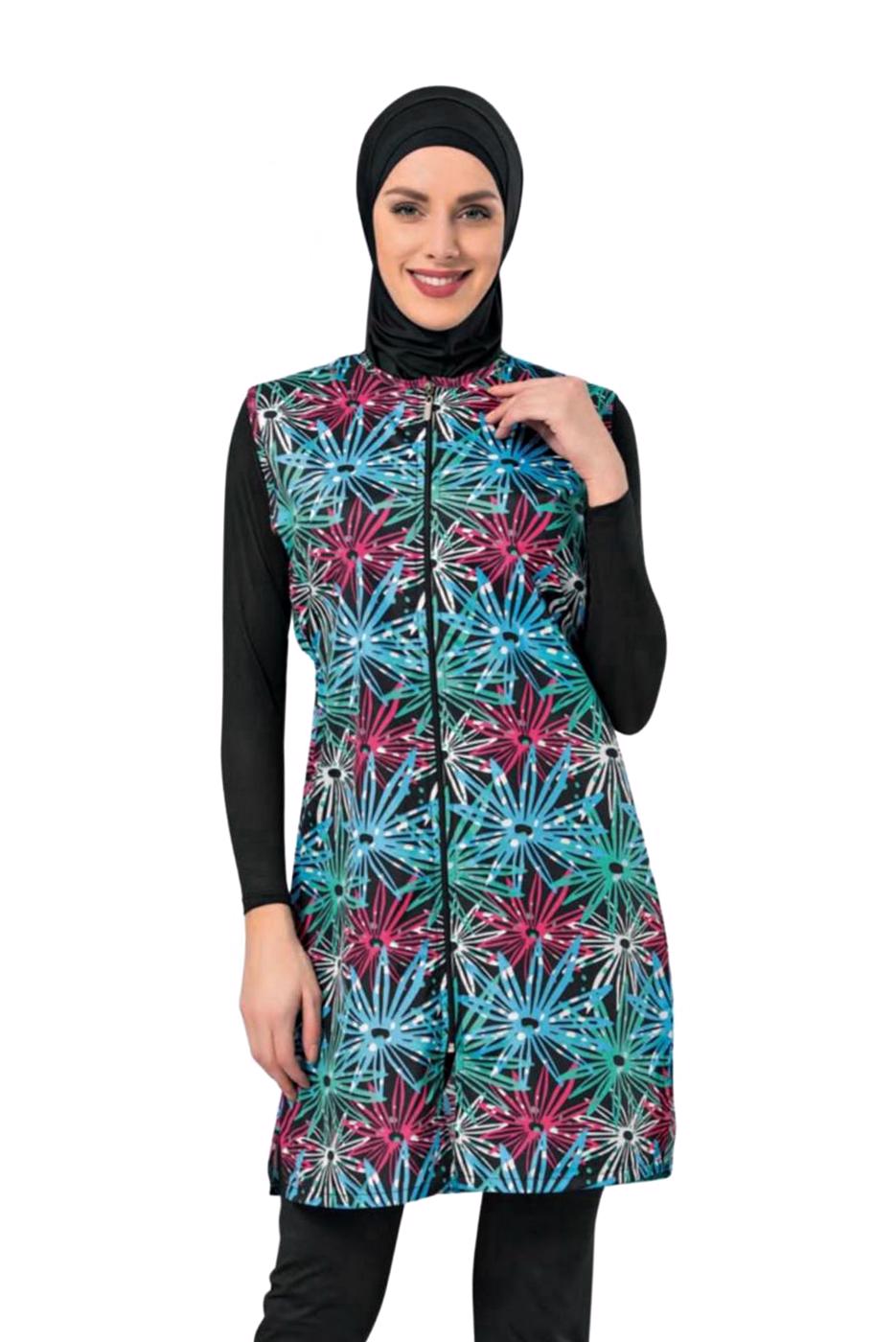 Vêtements hijab NOIR HASEMA À MOTIFS FLORAUX 0912