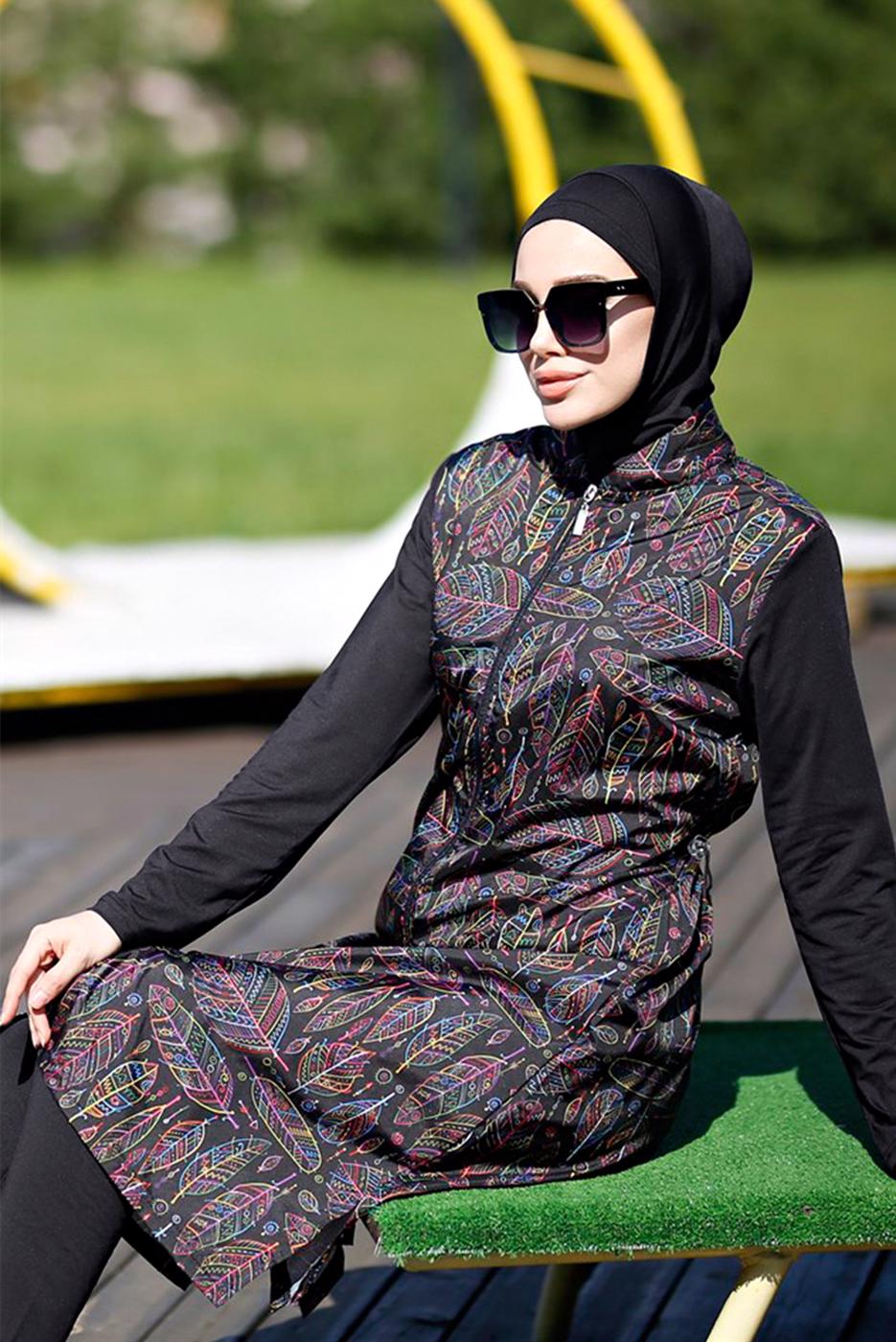 Hijab clothing PURPLE PRINTED HIJAB SWIMSUIT 1012 