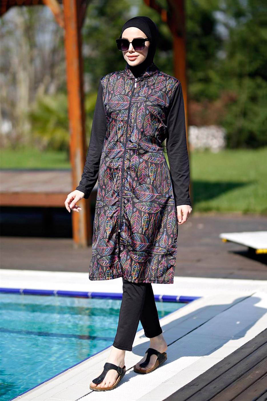 Hijab clothing PURPLE PRINTED HIJAB SWIMSUIT 1012 