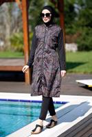 Tesettür giyim MOR DESENLİ TESETTÜR MAYO 1012