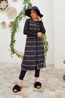 Tesettür giyim SİYAH ÇİZGİLİ FERMUARLI TESETTÜR MAYO 1900 