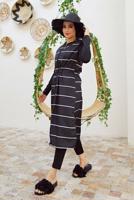 Tesettür giyim SİYAH ÇİZGİLİ FERMUARLI TESETTÜR MAYO 1900 