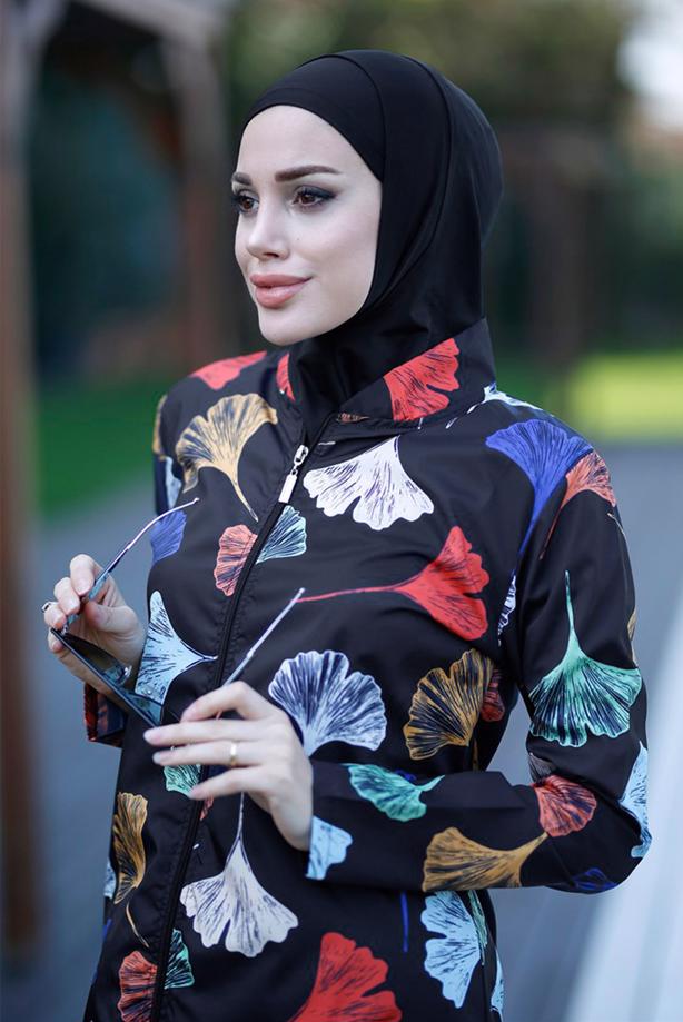 Hijab clothing  ZIPPERED PRINTED HIJAB SWIMSUIT 3012 - TRENDTESETTÜR