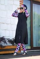 Vêtements hijab NOIR MAILLOT DE BAIN HIJAB IMPRIMÉ ZIPPÉ 4012