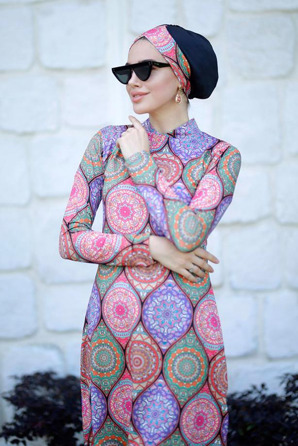 Vêtements hijab  ETHNIC PRINT HIJAB SWIMSUIT 5032 - TRENDTESETTÜR