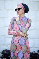 Vêtements hijab POUDRE MAILLOT DE BAIN HIJAB IMPRIMÉ ETHNIQUE 5032