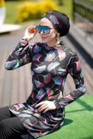 Vêtements hijab NOIR MAILLOT DE BAIN HIJAB MOTIF 6032