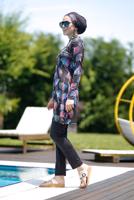 Vêtements hijab NOIR MAILLOT DE BAIN HIJAB MOTIF 6032