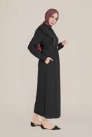 Tesettür giyim SİYAH ALVİNA KEMERLİ NAKIŞLI JİLE T 40757