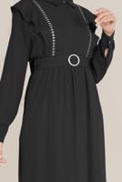 Tesettür giyim SİYAH ALVİNA KEMERLİ NAKIŞLI JİLE T 40757