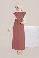 Tesettür giyim KAHVE ALVİNA KEMERLİ NAKIŞLI JİLE T 40757