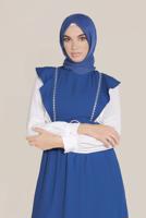 Tesettür giyim LACİVERT ALVİNA KEMERLİ NAKIŞLI JİLE T 40757