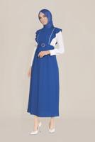 Tesettür giyim LACİVERT ALVİNA KEMERLİ NAKIŞLI JİLE T 40757