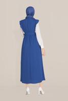 Tesettür giyim LACİVERT ALVİNA KEMERLİ NAKIŞLI JİLE T 40757