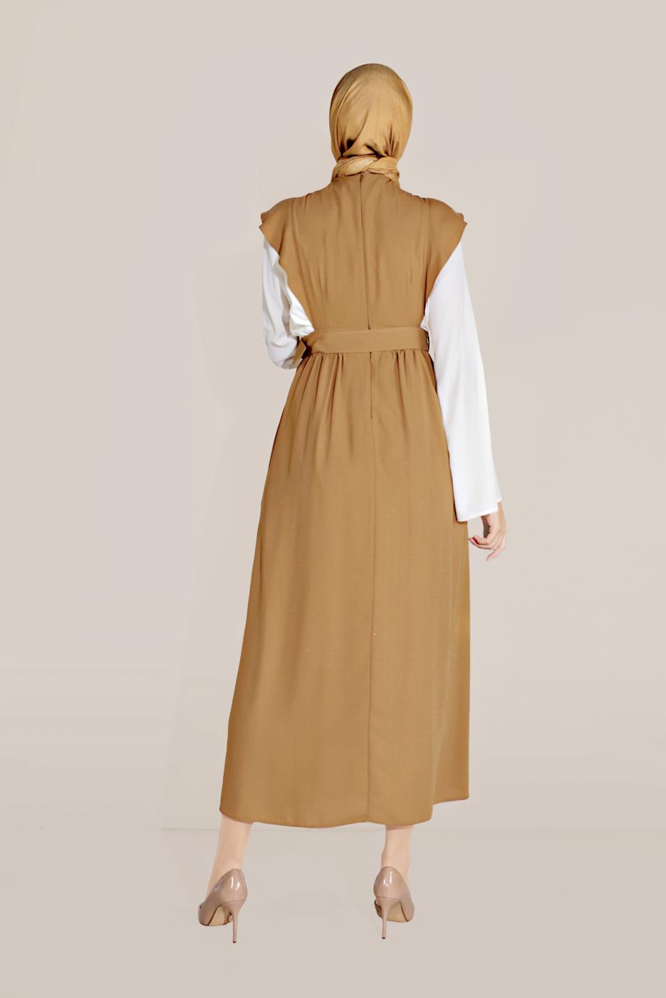 Tesettür giyim TURUNCU ALVİNA KEMERLİ NAKIŞLI JİLE T 40757