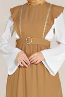 Tesettür giyim TURUNCU ALVİNA KEMERLİ NAKIŞLI JİLE T 40757