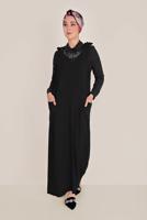 Tesettür giyim SİYAH ALVİNA BAĞLAMA DETAYLI JİLE 40758 