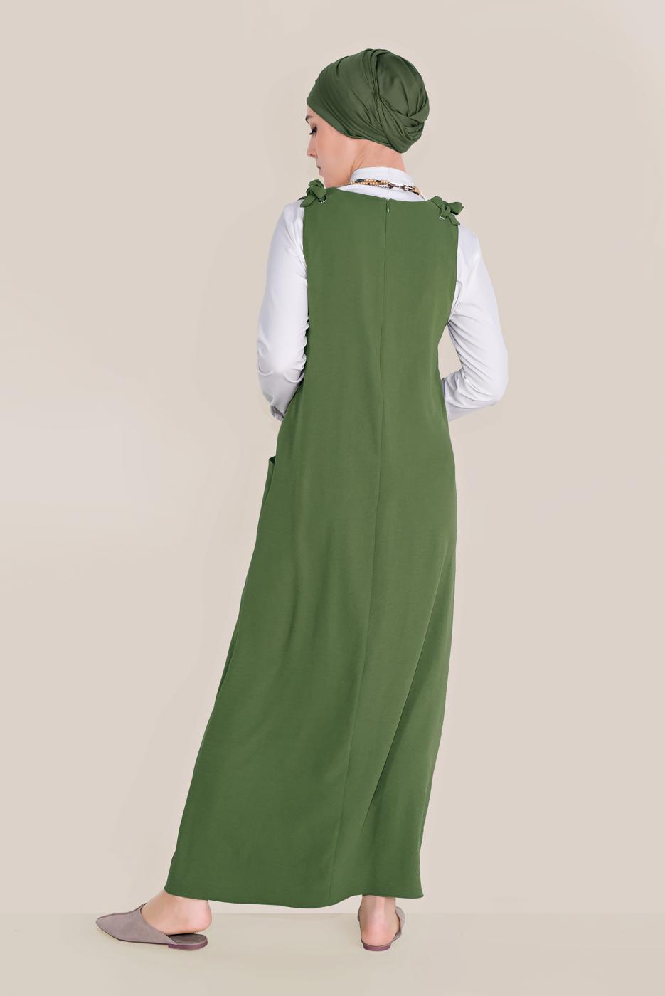 Tesettür giyim HAKİ ALVİNA BAĞLAMA DETAYLI JİLE 40758 