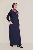 Tesettür giyim LACİVERT ALVİNA BAĞLAMA DETAYLI JİLE 40758 