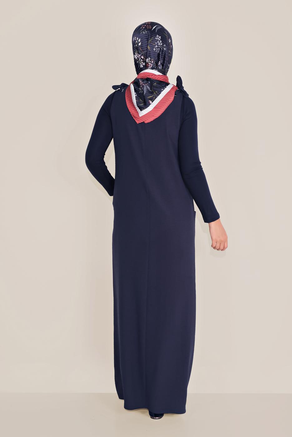 Tesettür giyim LACİVERT ALVİNA BAĞLAMA DETAYLI JİLE 40758 