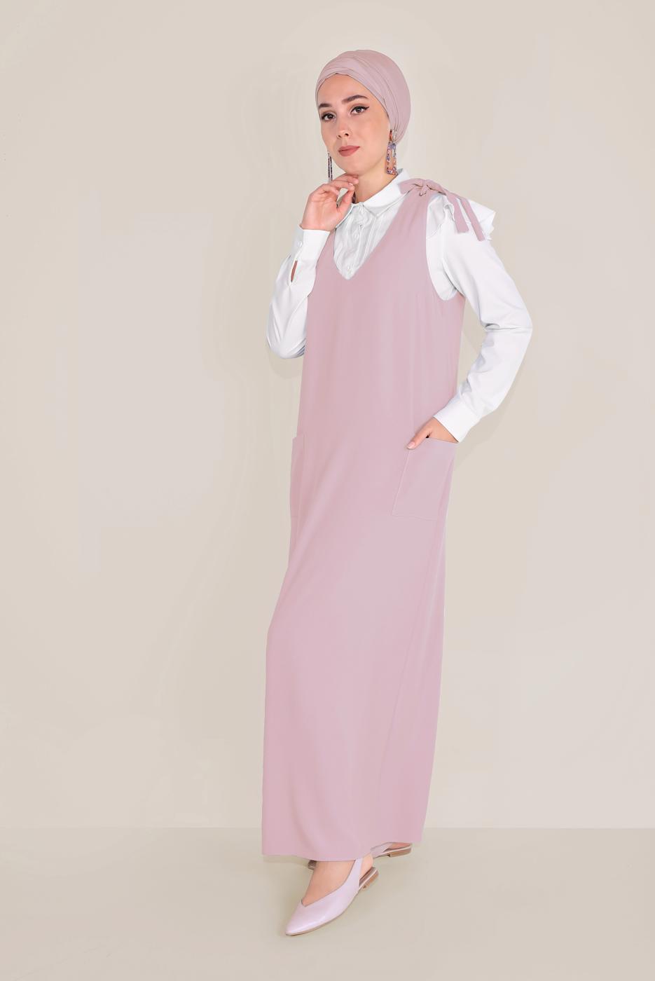Tesettür giyim PUDRA ALVİNA BAĞLAMA DETAYLI JİLE 40758 