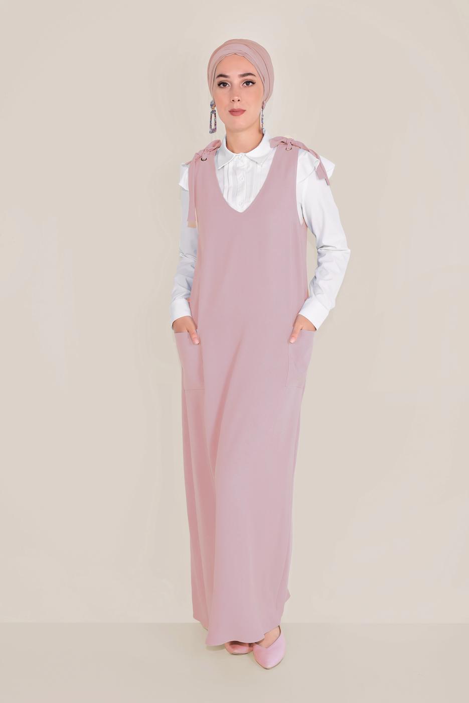 Tesettür giyim PUDRA ALVİNA BAĞLAMA DETAYLI JİLE 40758 