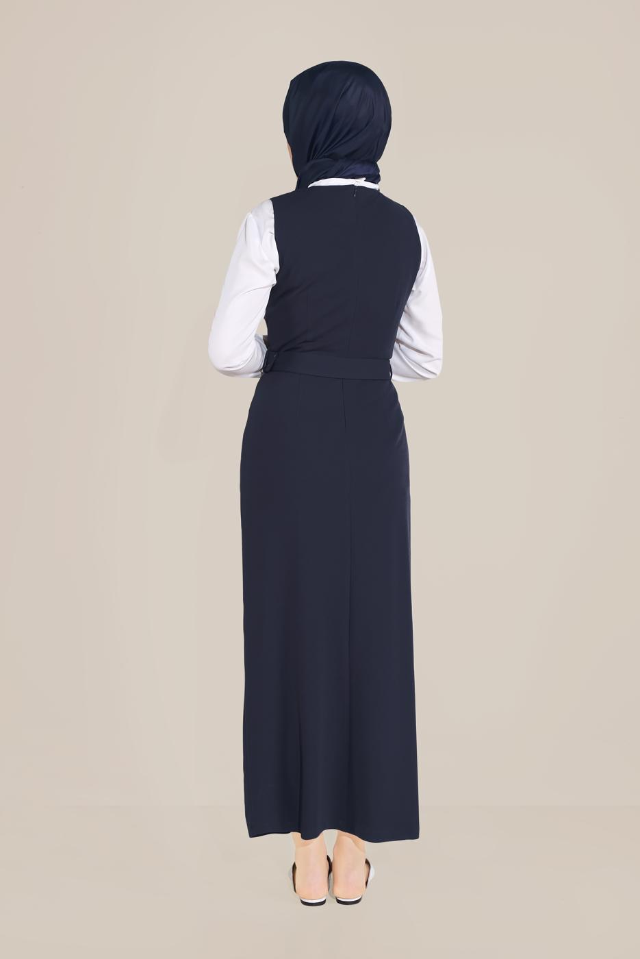 Tesettür giyim LACİVERT KEMERLİ JİLE T 40759