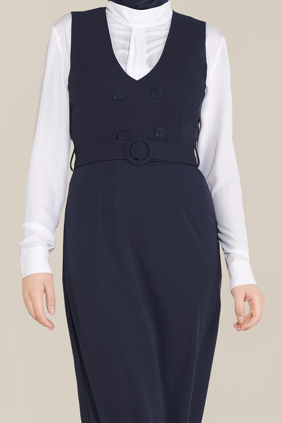 Tesettür giyim LACİVERT KEMERLİ JİLE T 40759