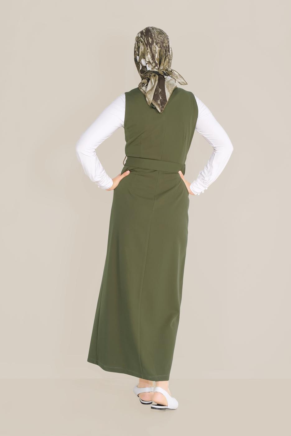 Tesettür giyim HAKİ KEMERLİ JİLE T 40759