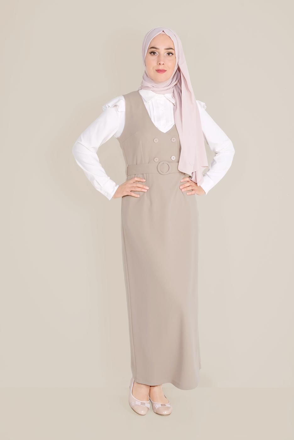 Tesettür giyim VİZON KEMERLİ JİLE T 40759