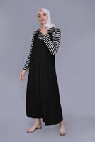 Tesettür giyim SİYAH ALVİNA PÜSKÜL DETAYLI CEPLİ JİLE 40781 