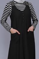 Tesettür giyim SİYAH ALVİNA PÜSKÜL DETAYLI CEPLİ JİLE 40781 