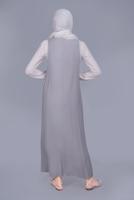 Tesettür giyim GRİ ALVİNA PÜSKÜL DETAYLI CEPLİ JİLE 40781 