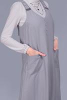 Tesettür giyim GRİ ALVİNA PÜSKÜL DETAYLI CEPLİ JİLE 40781 