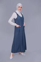 Tesettür giyim LACİVERT ALVİNA PÜSKÜL DETAYLI CEPLİ JİLE 40781 