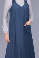 Tesettür giyim LACİVERT ALVİNA PÜSKÜL DETAYLI CEPLİ JİLE 40781 