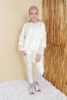 Tesettür giyim BEYAZ BEL KISMI LASTİKLİ CEPLİ PANTOLON 29402