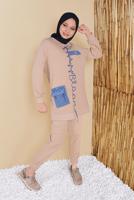 Hijab clothing BEIGE ELASTIC AT THE WAIST TROUSERS 49402 