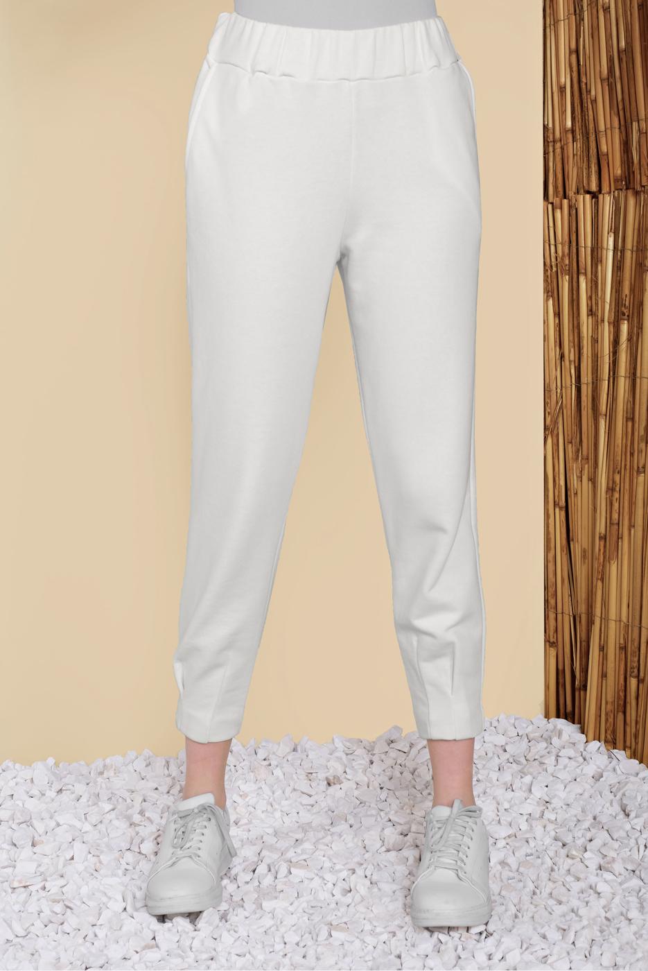 Hijab clothing ECRU ELASTIC AT THE WAIST TROUSERS 49402 