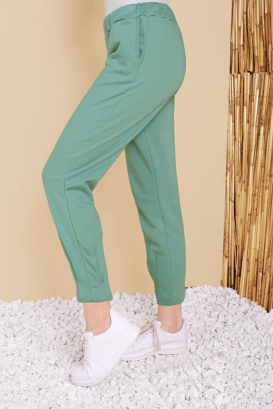 Vêtements hijab VERT PANTALON ÉLASTIQUE À LA TAILLE 49402