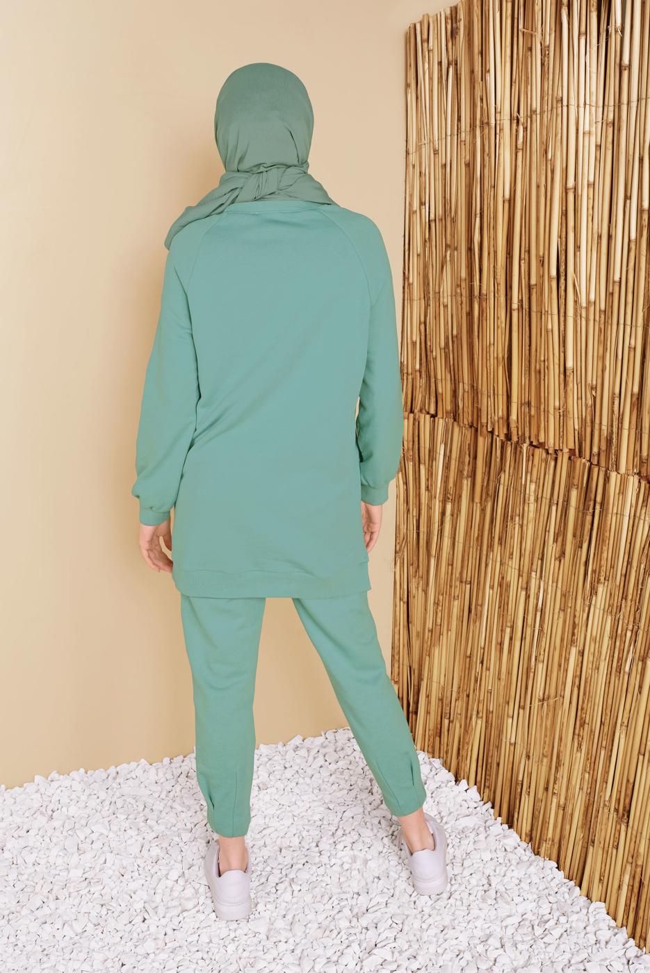 Vêtements hijab VERT PANTALON ÉLASTIQUE À LA TAILLE 49402
