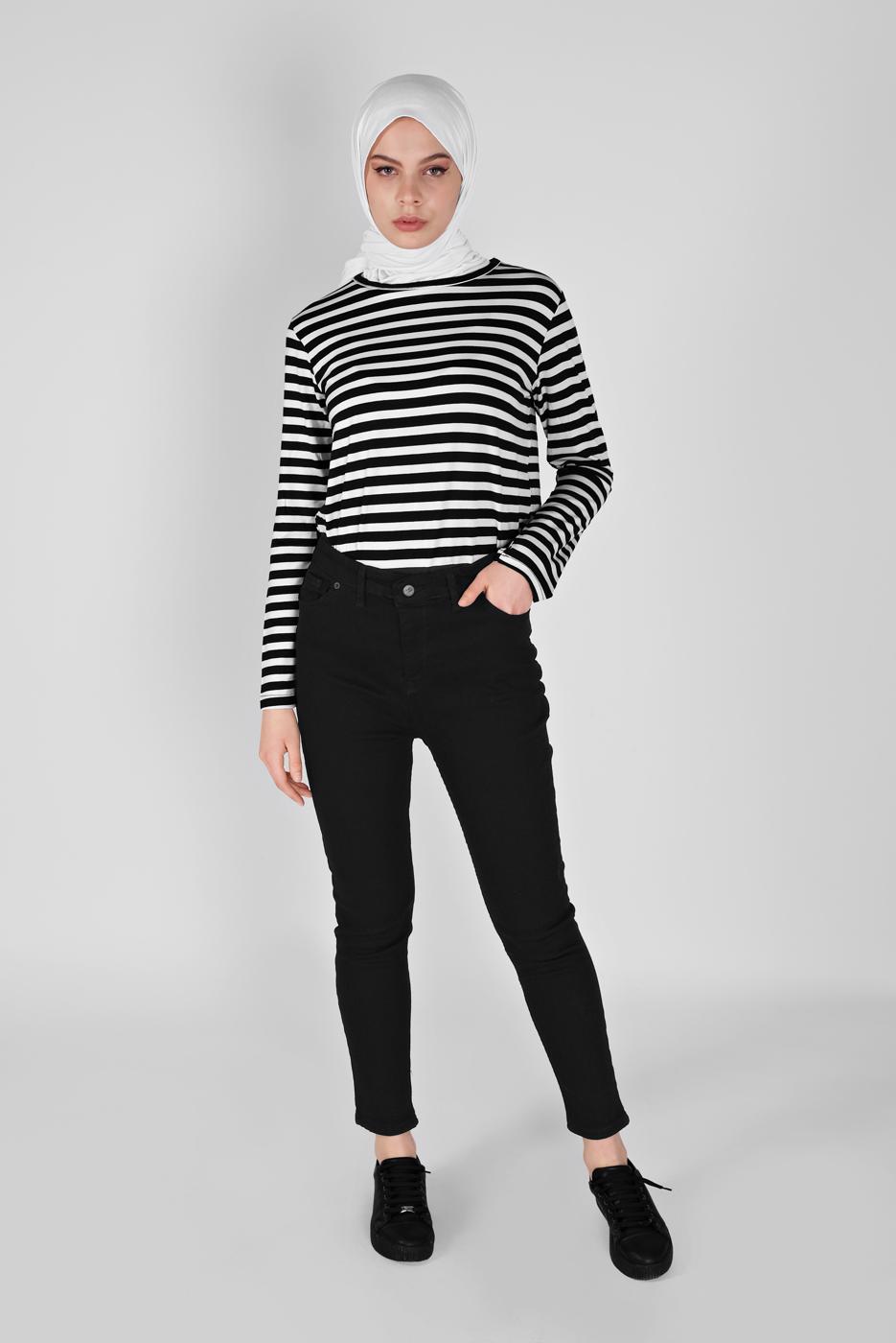 Tesettür giyim SİYAH DAR PAÇA DENİM PANTOLON 2421