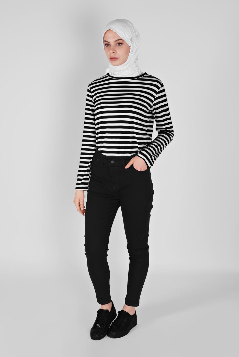 Tesettür giyim SİYAH DAR PAÇA DENİM PANTOLON 2421
