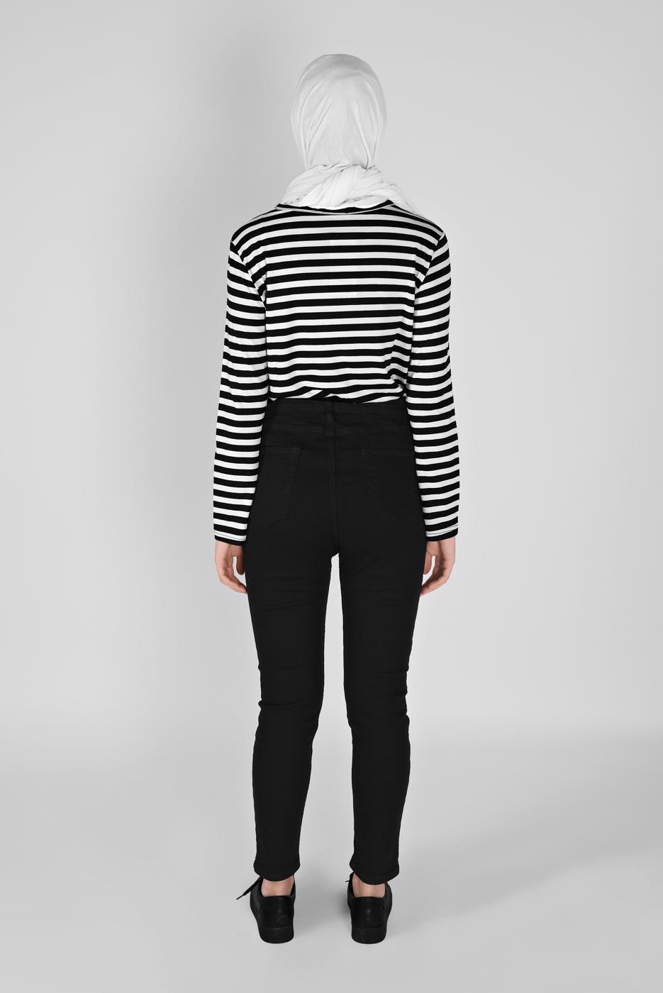 Tesettür giyim SİYAH DAR PAÇA DENİM PANTOLON 2421