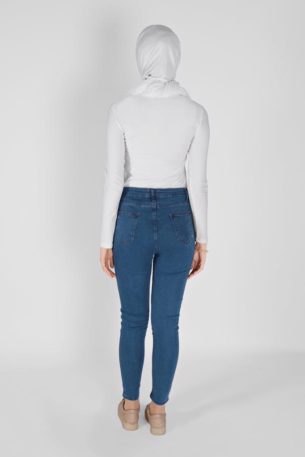 Tesettür giyim LACİVERT DAR PAÇA DENİM PANTOLON 2421 - TRENDTESETTÜR
