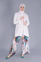 Tesettür giyim YEŞİL PAMUKLU DESENLİ PANTOLON  26112 