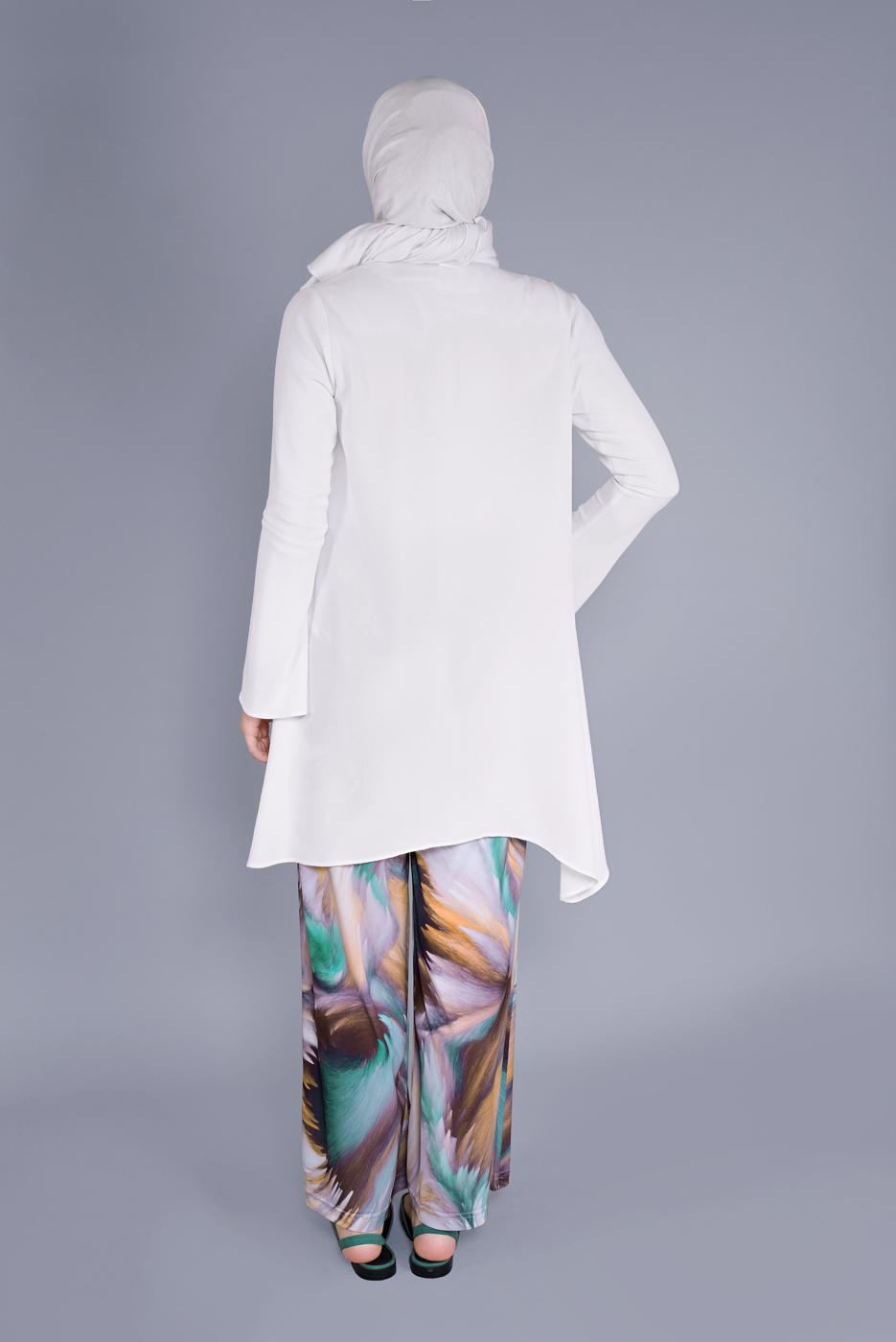 Tesettür giyim YEŞİL PAMUKLU DESENLİ PANTOLON  26112 