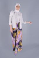 Tesettür giyim MOR PAMUKLU DESENLİ PANTOLON  26112 