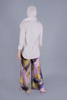 Tesettür giyim MOR PAMUKLU DESENLİ PANTOLON  26112 