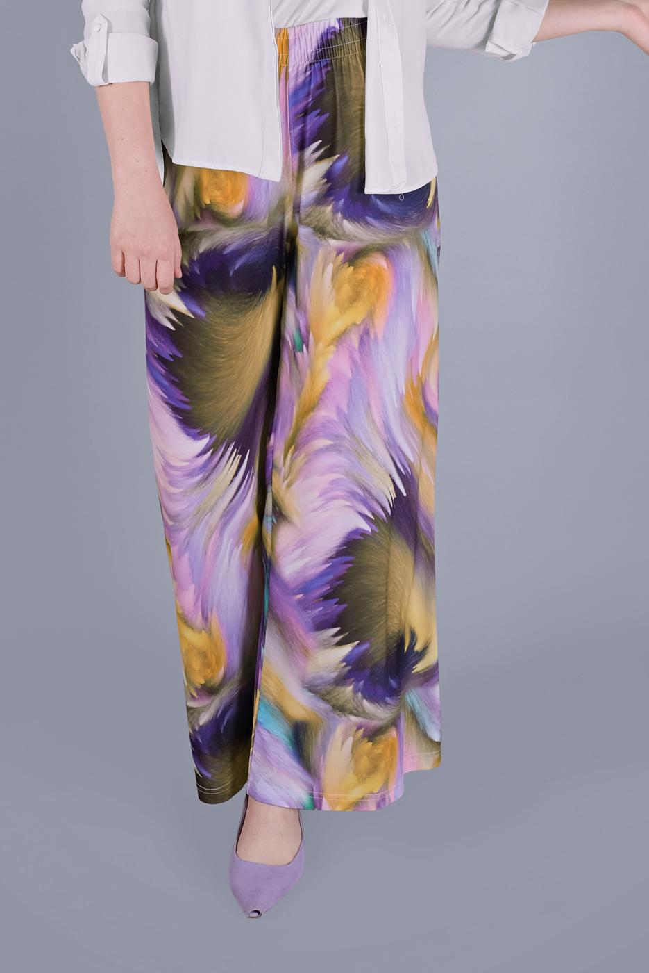 Tesettür giyim MOR PAMUKLU DESENLİ PANTOLON  26112 